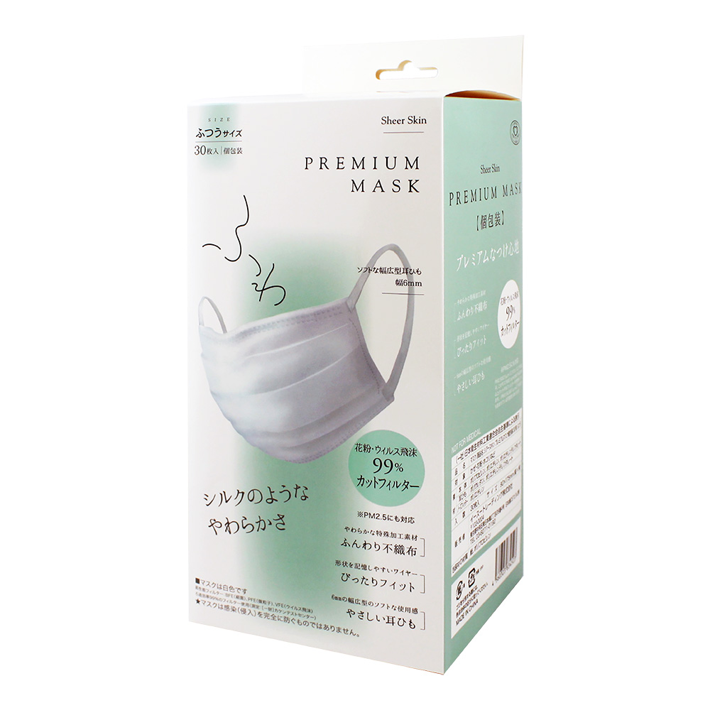 痛くなりにくいソフトな幅広 6mm 耳ひもに、すき間をふさぐノーズフィッター採用